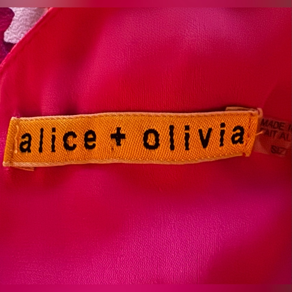 Alice + Olivia Silk Watercolor Pink Floral Sleeveless Spring/Summer Dress Small - Picture 6 of 16